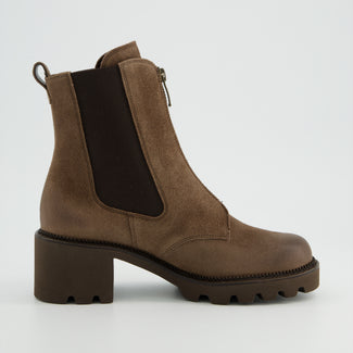 Paul Green Brown Leather Ankle Boot|8350001