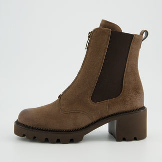 Paul Green Brown Leather Ankle Boot|8350001