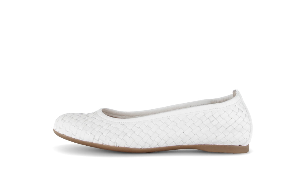 Gabor Braided White Comfort Ballerina|8412120