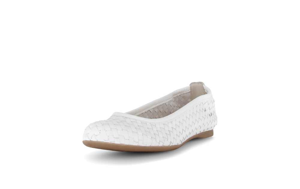 Gabor Braided White Comfort Ballerina|8412120
