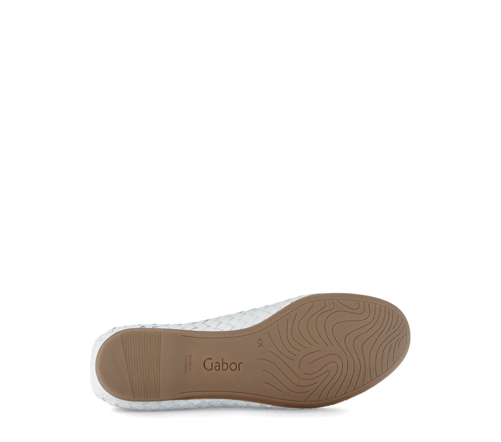Gabor Braided White Comfort Ballerina|8412120