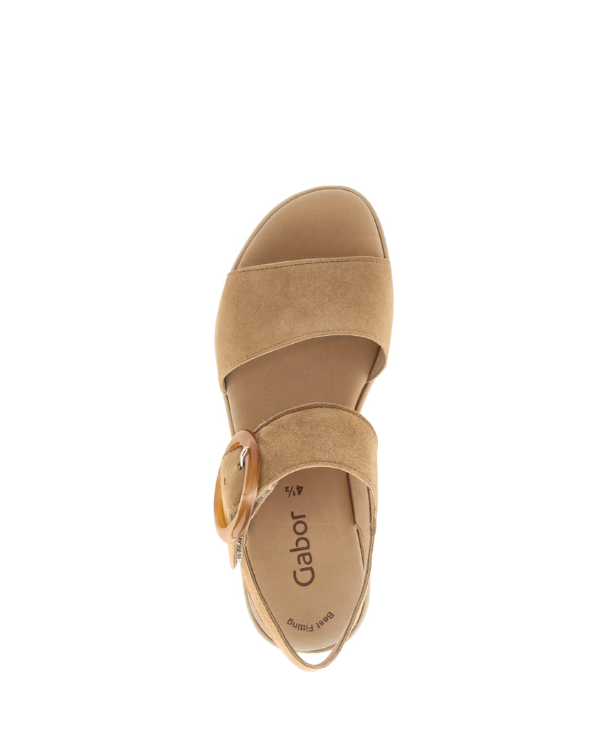 Gabor Brown Suede Wedge Sandal|8455014