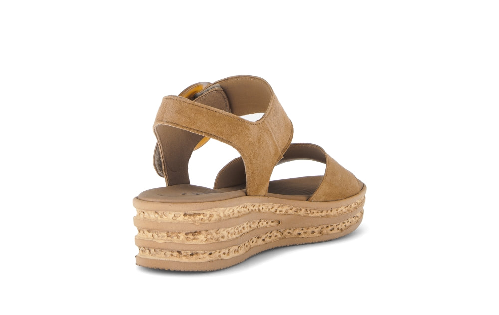 Gabor Brown Suede Wedge Sandal|8455014