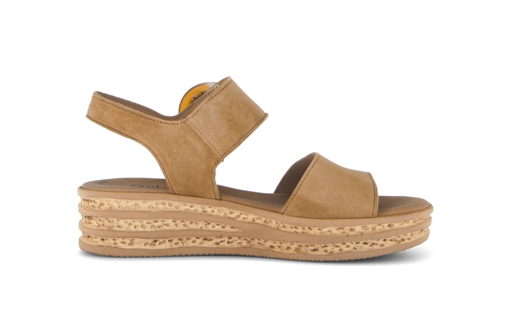 Gabor Brown Suede Wedge Sandal|8455014