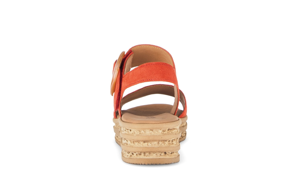 Gabor Chilli Red Suede Wedge Sandal|8455015