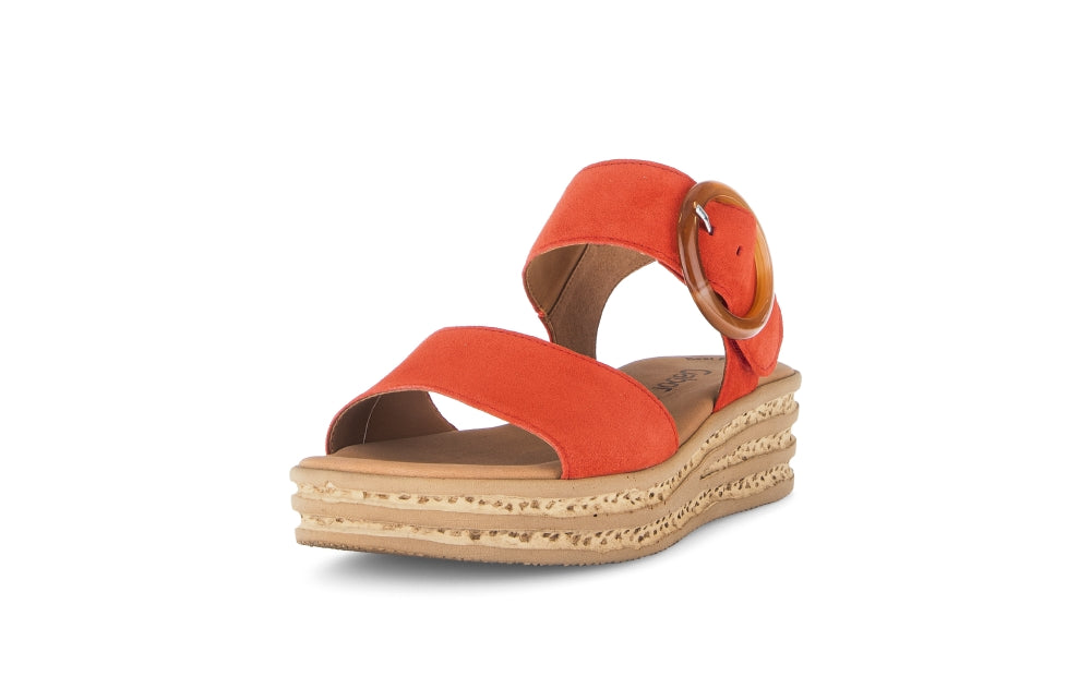 Gabor Chilli Red Suede Wedge Sandal|8455015