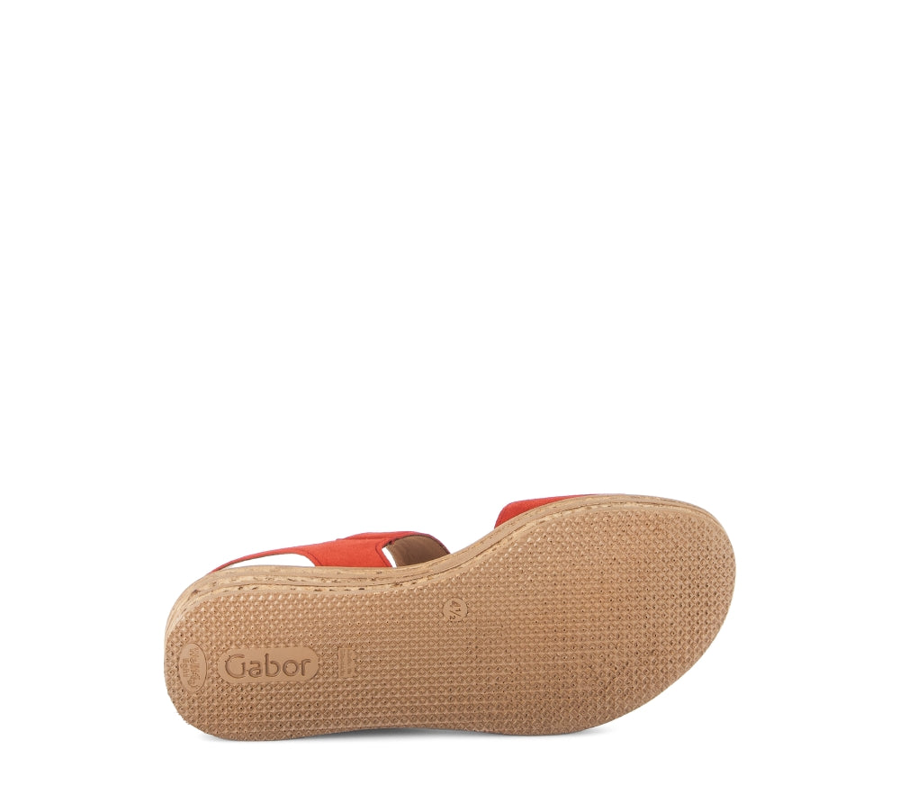Gabor Chilli Red Suede Wedge Sandal|8455015