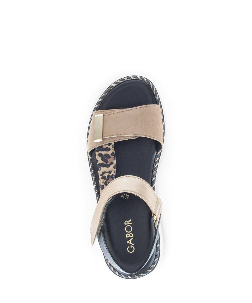 Gabor Brown and Leo Print Wedge Sandal|8459314