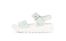 Load image into Gallery viewer, Light blue platform sandal on a white background
