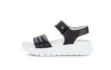 Load image into Gallery viewer, Black sandal with white sole on a white background
