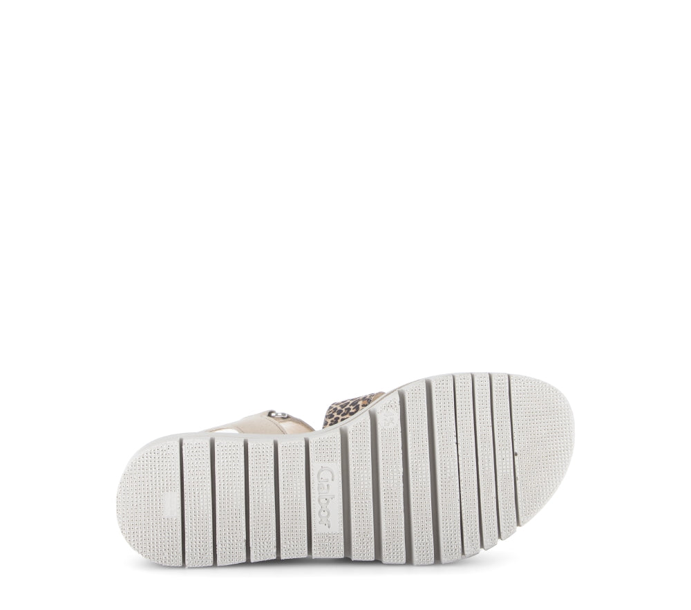 Gabor Silver and Leo Strap Wedge Sandal|8462032