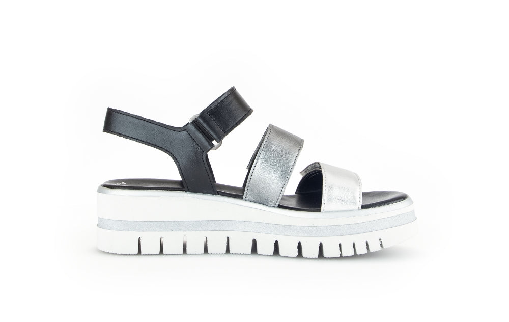 Gabor Blue and Silver Wedge Sandal|8462061