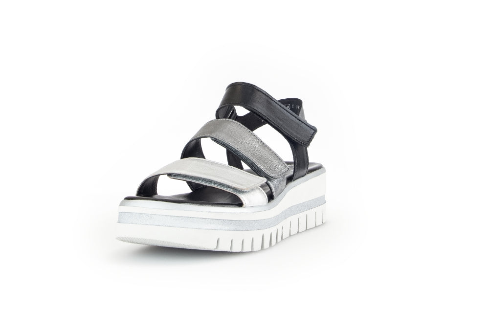 Gabor Blue and Silver Wedge Sandal|8462061