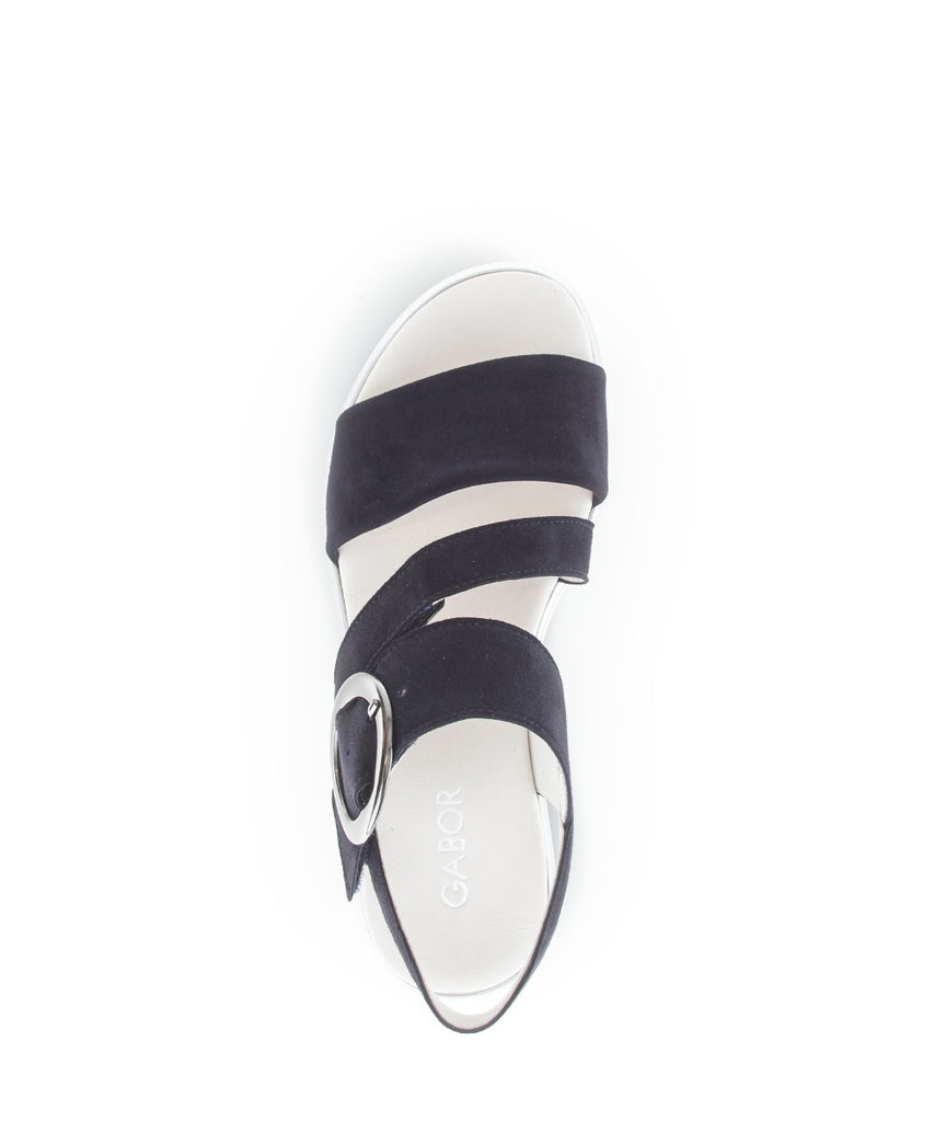 Gabor Navy Suede Wedge Sandal|8462716