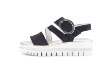 Load image into Gallery viewer, Gabor Navy Suede Wedge Sandal|8462716

