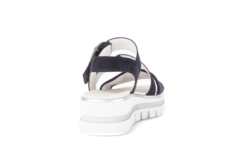 Gabor Navy Suede Wedge Sandal|8462716