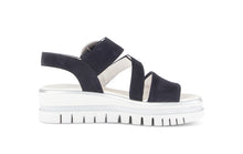 Load image into Gallery viewer, Gabor Navy Suede Wedge Sandal|8462716
