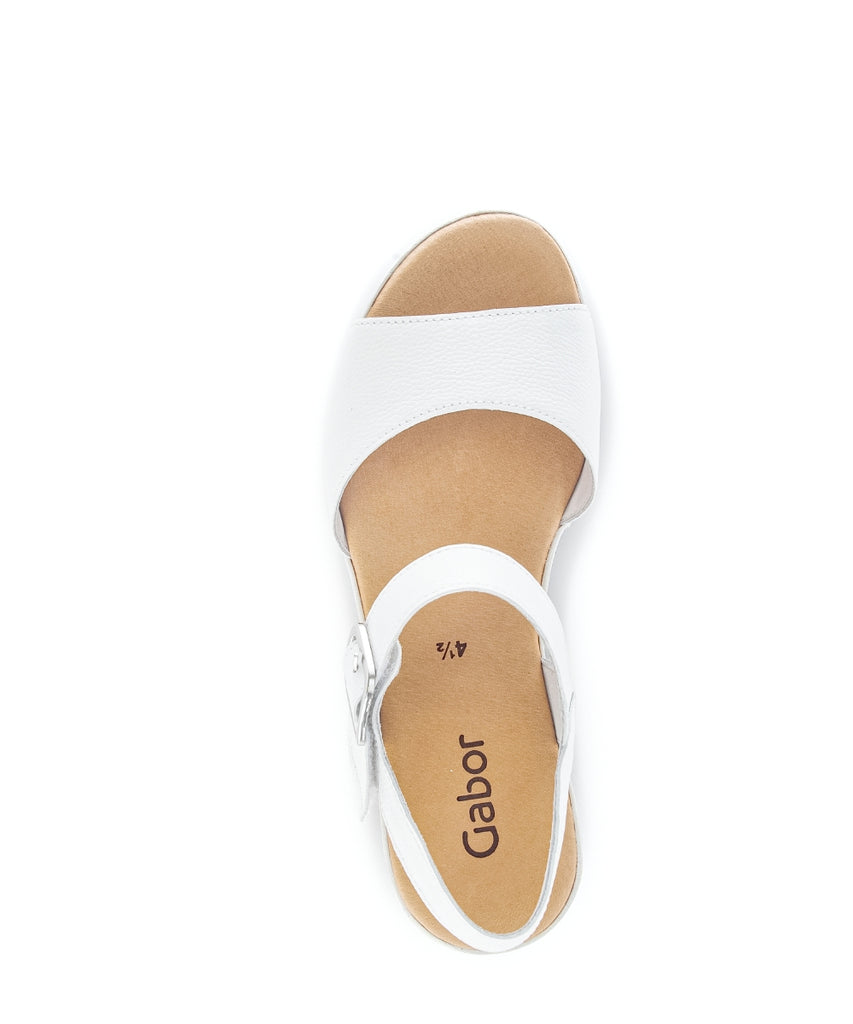 Gabor White leather Wedge Sandal|8465121