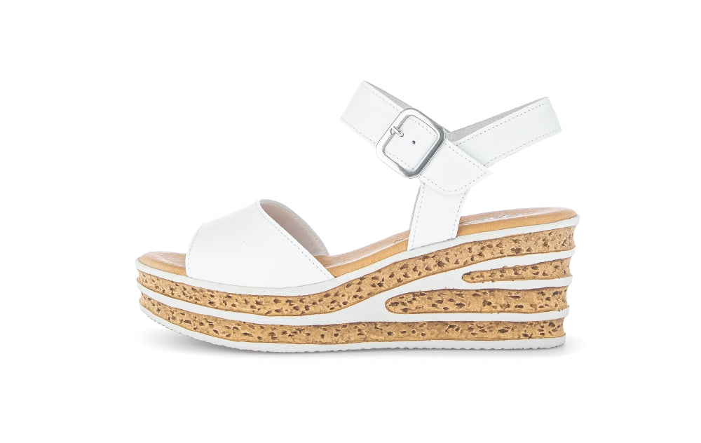 Gabor White leather Wedge Sandal|8465121