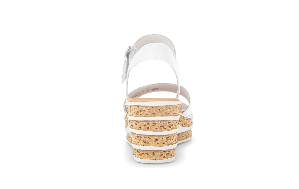 Gabor White leather Wedge Sandal|8465121