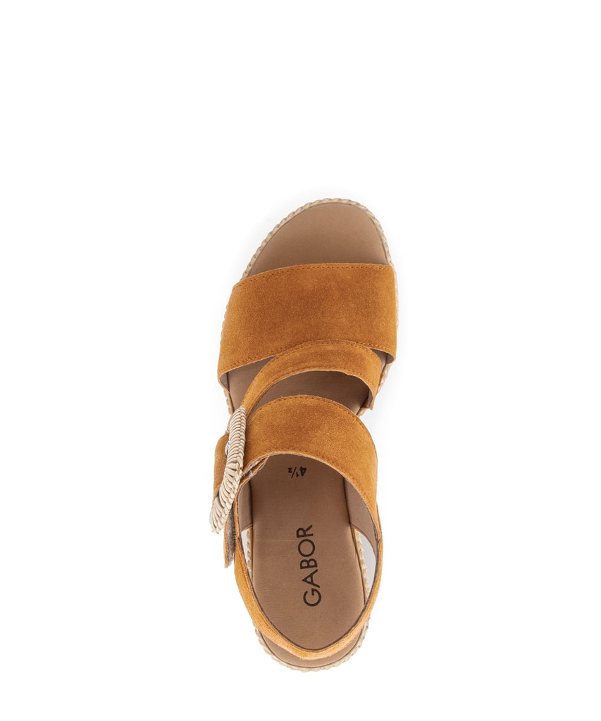 Gabor Orange Suede Wedge Sandal|8477110