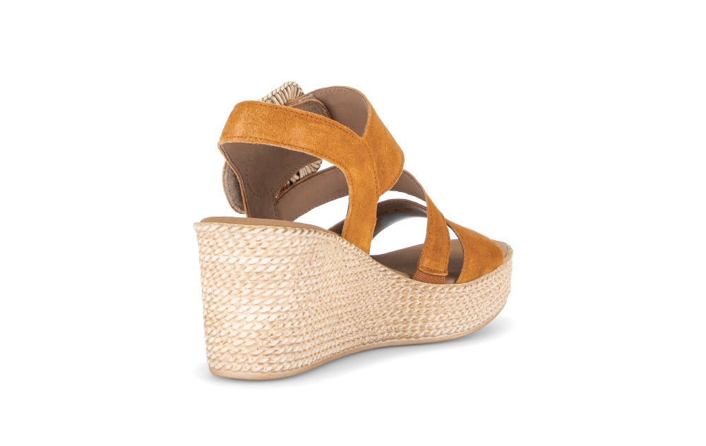 Gabor Orange Suede Wedge Sandal|8477110