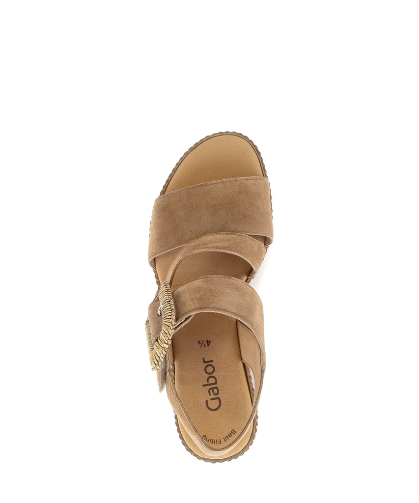Gabor Brown Suede Wedge Sandal|8477114