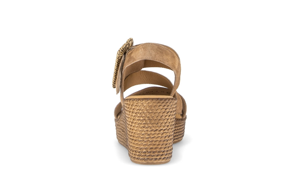 Gabor Brown Suede Wedge Sandal|8477114