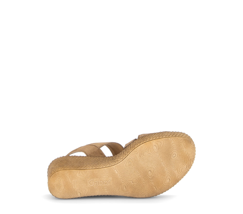 Gabor Brown Suede Wedge Sandal|8477114