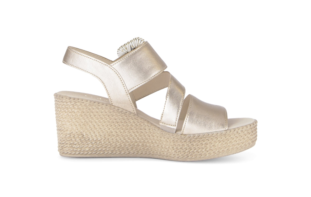 Gabor Light Gold Wedge Sandal|8477162