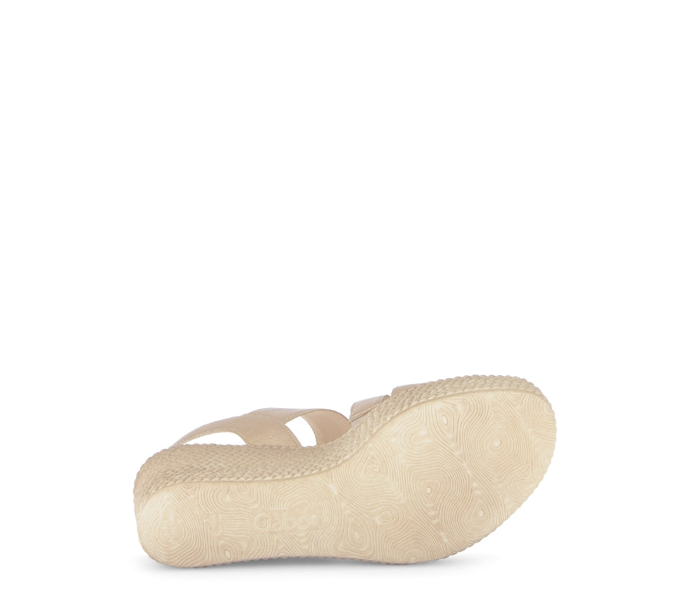 Gabor Light Gold Wedge Sandal|8477162