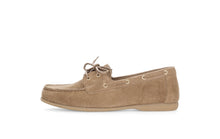 Load image into Gallery viewer, Brown suede boat shoe on a white background
