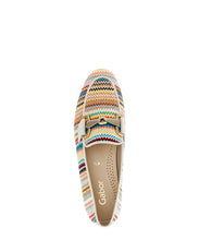 Load image into Gallery viewer, Multicolored striped loafer with a buckle on a white background

