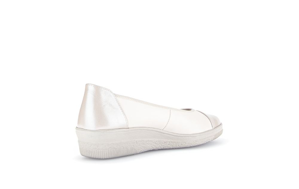 Gabor White and Silver Mini Wedge Pump|8604253