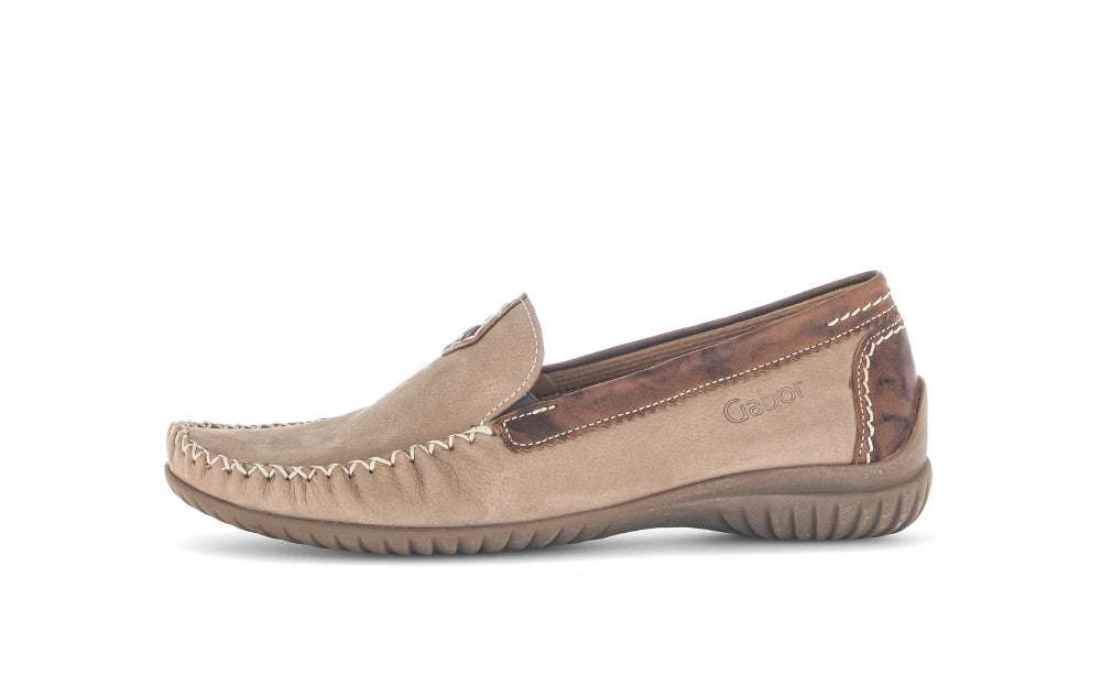 Gabor Brown Leather Comfort Slip On|8609043