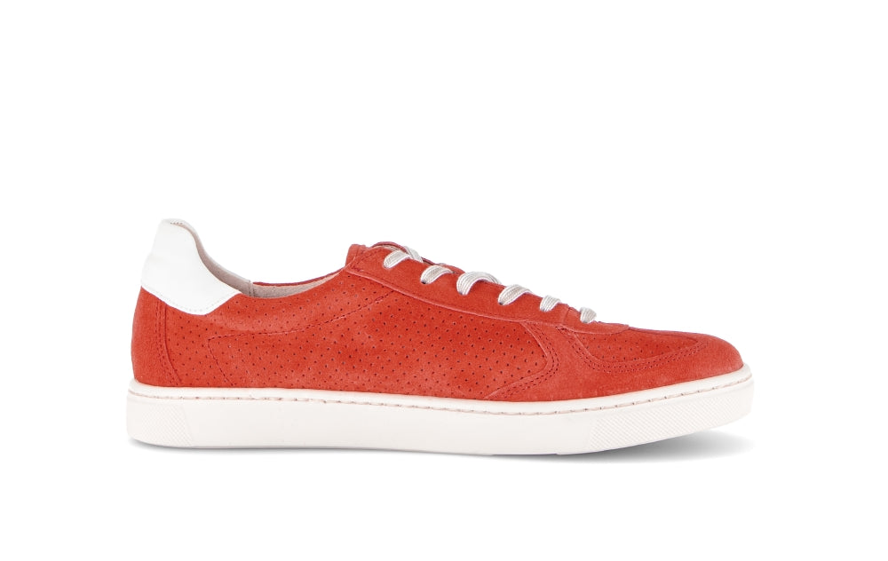 Gabor Red Chili Suede Wide Fit Trainer|8654538