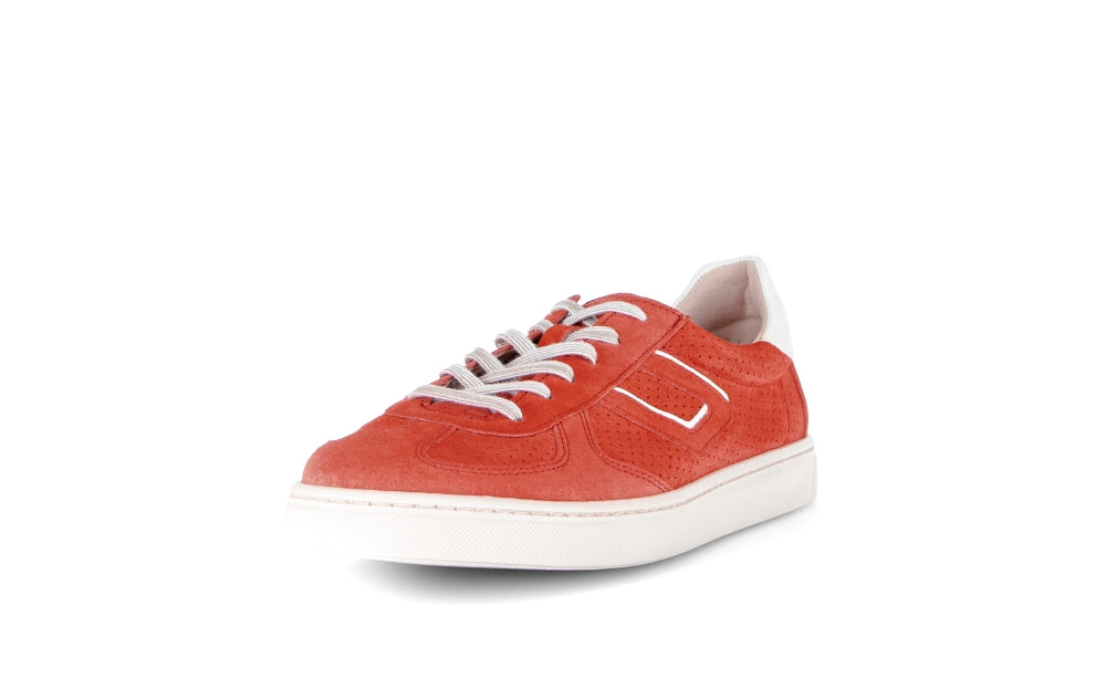 Gabor Red Chili Suede Wide Fit Trainer|8654538