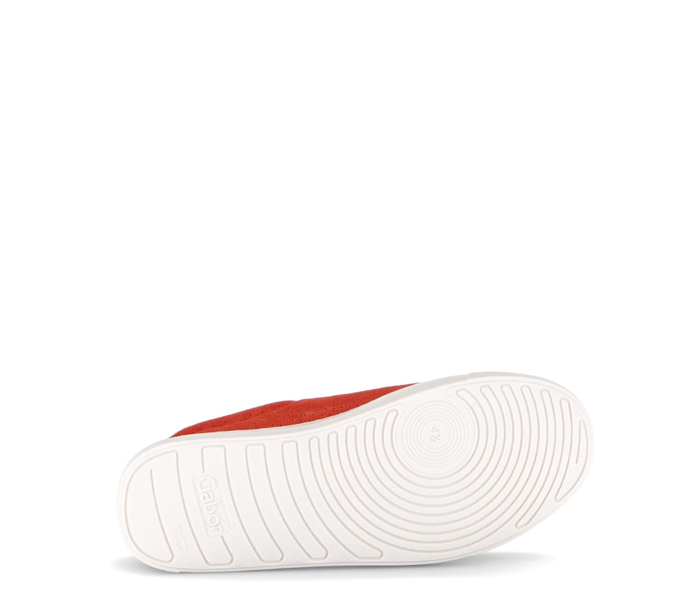 Gabor Red Chili Suede Wide Fit Trainer|8654538