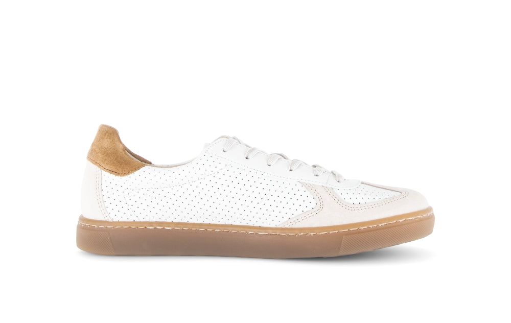 Gabor White and Tan Wide Fit Trainer|8654560