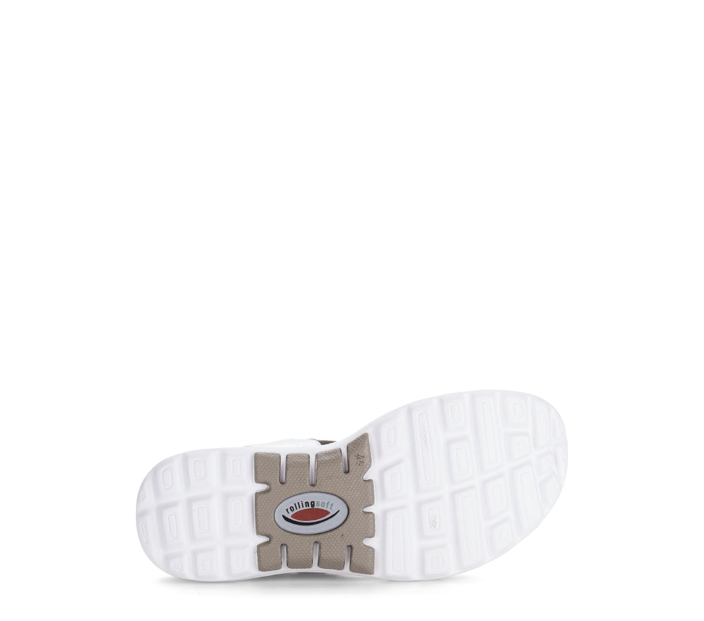 Rolling Soft White and Silver Mini Wedge Sandal|8681351