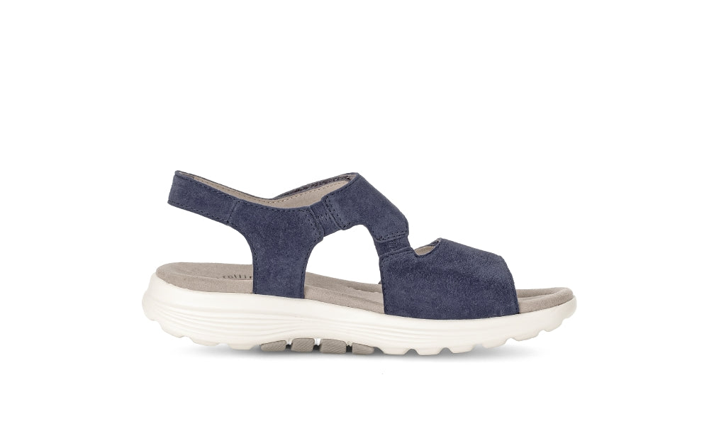 Rolling Soft Navy Wedge Suede Sandal|8681536