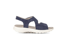 Load image into Gallery viewer, Rolling Soft Navy Wedge Suede Sandal|8681536
