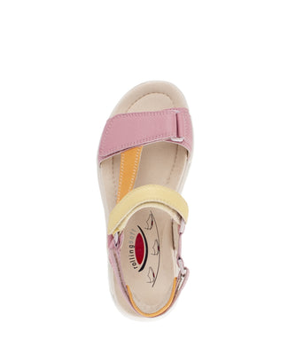 Pink and yellow sandal on a white background