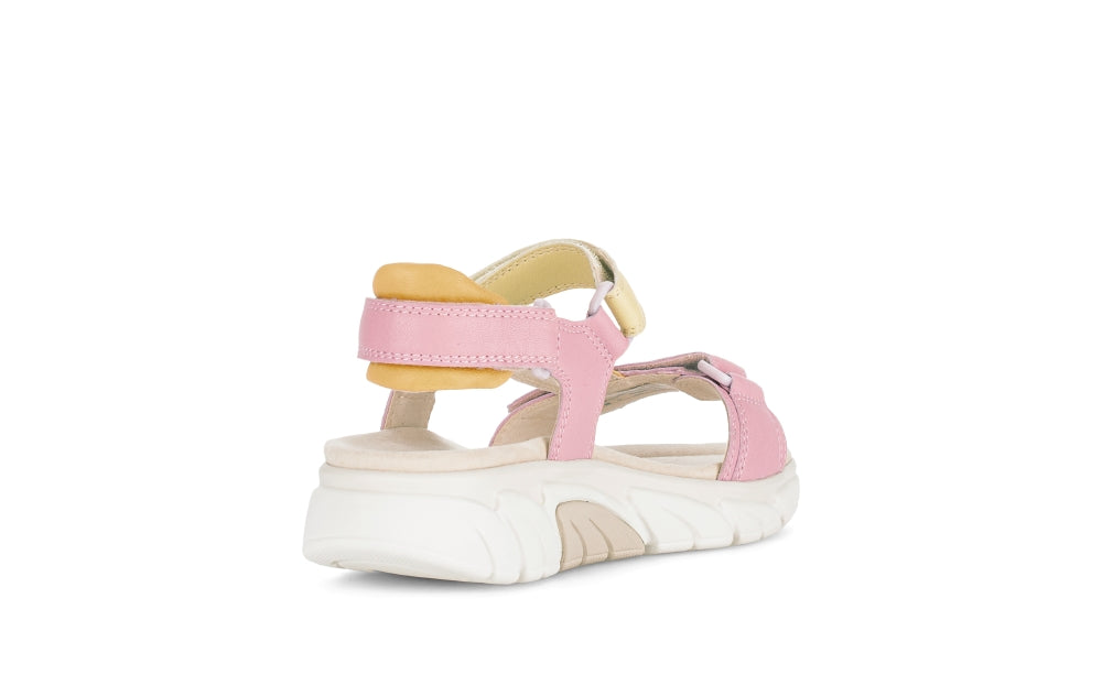 Rolling Soft Pink and Yellow Wedge Sandal|8683359