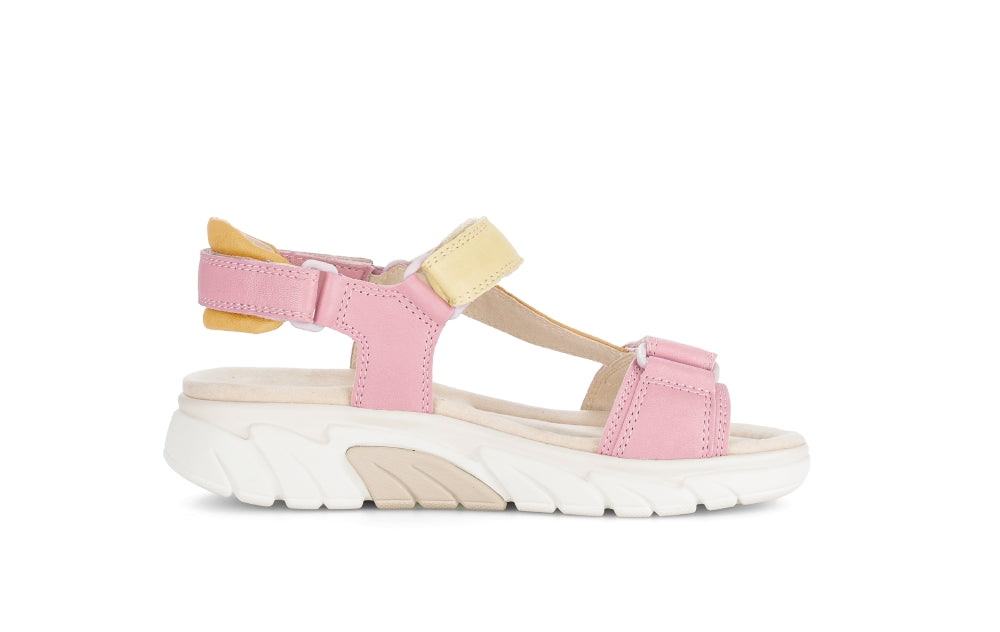 Rolling Soft Pink and Yellow Wedge Sandal|8683359
