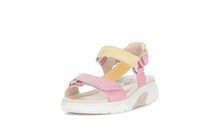 Load image into Gallery viewer, Rolling Soft Pink and Yellow Wedge Sandal|8683359

