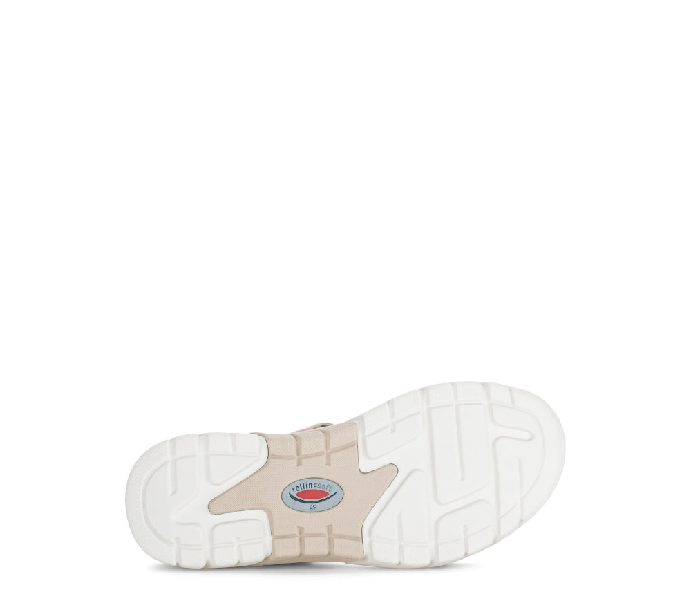 Rolling Soft Pink and Yellow Wedge Sandal|8683359