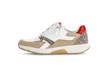 Load image into Gallery viewer, Sneaker with leopard print and red accents on a white background
