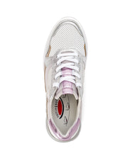 Load image into Gallery viewer, White sneaker with pink accents on a white background
