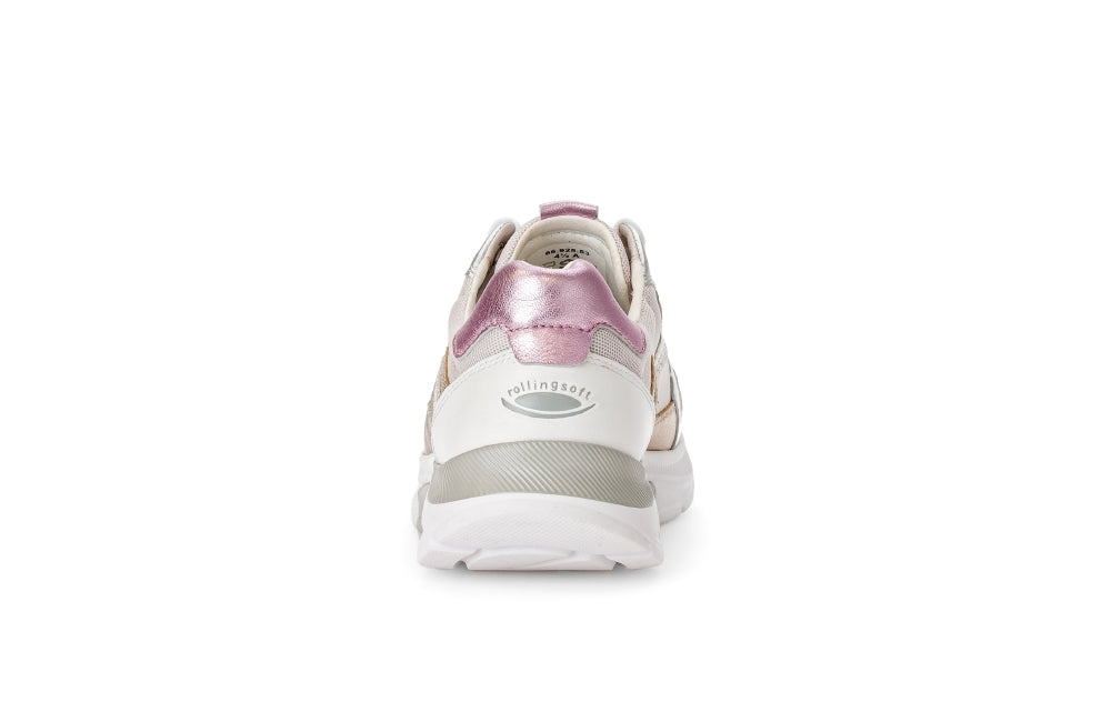 Rolling Soft Metallic Leather and Fabric Trainer|8692553